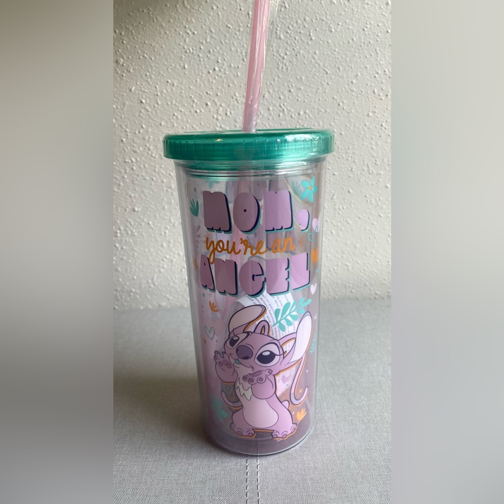 Disney Angel Mothers Day Tumbler with straw NWT